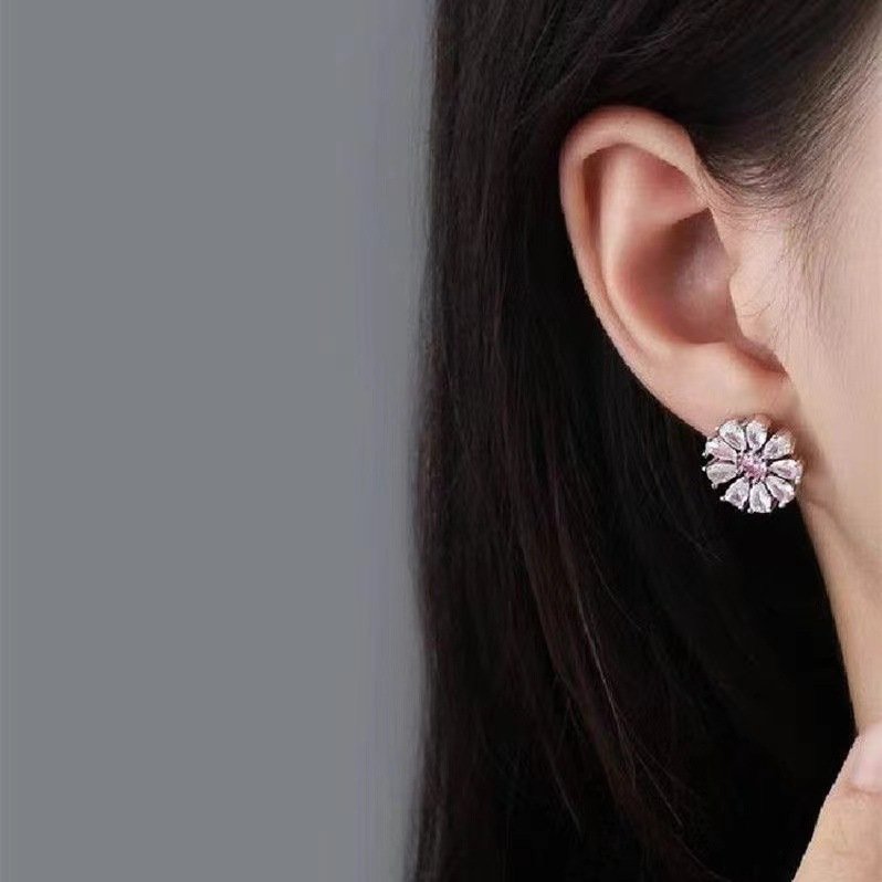 Flower Blossom Love Zircon suit Jewelry Necklace Ring Earrings Jewelry Set - Image 4