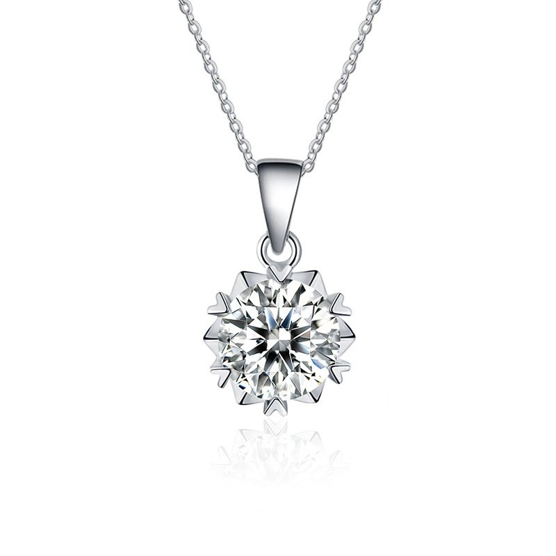 Geometric snowflake Moissanite Silver Plated necklace rings Earring Jewelry Set - Image 4