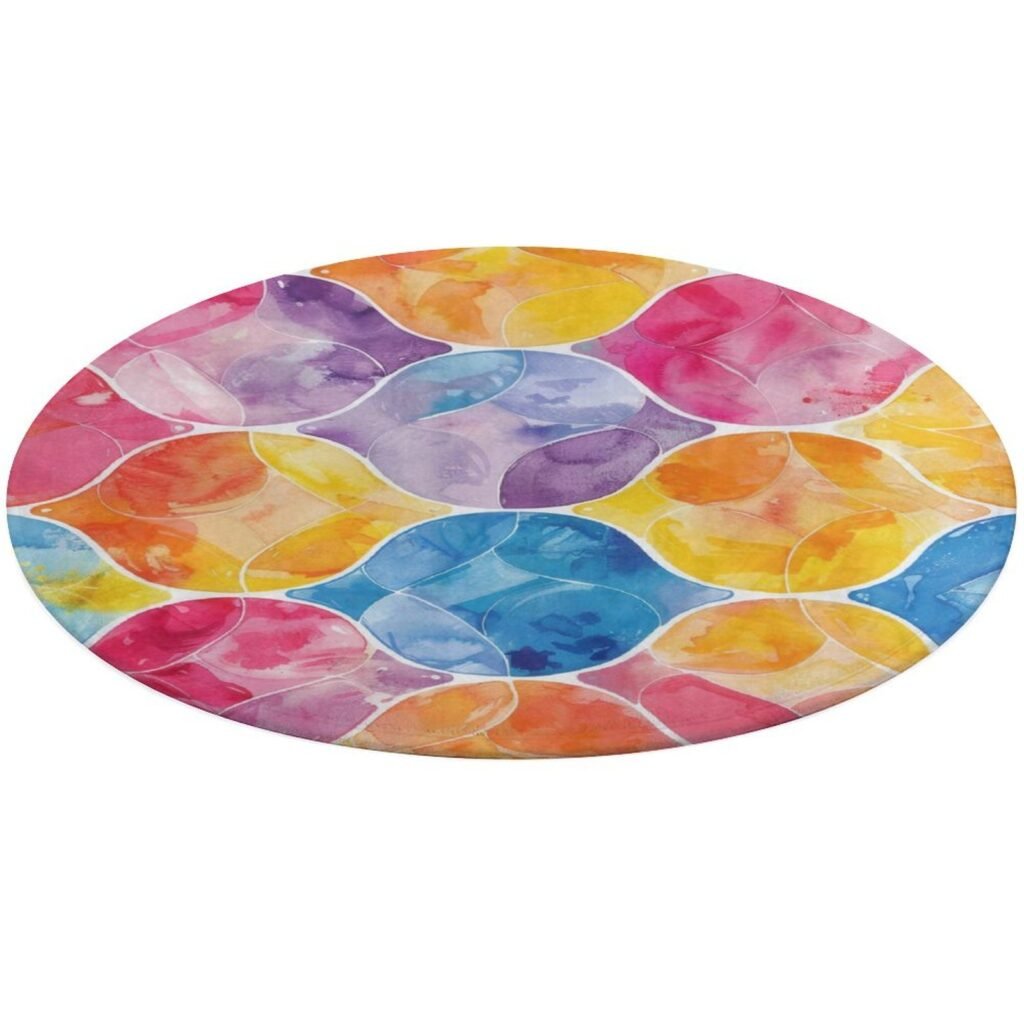 Designer Area Rug Circular Carpet multicolor