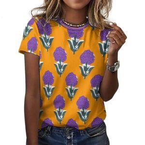 orange purple flowers All-Over Print Women's Cotton T-Shirt