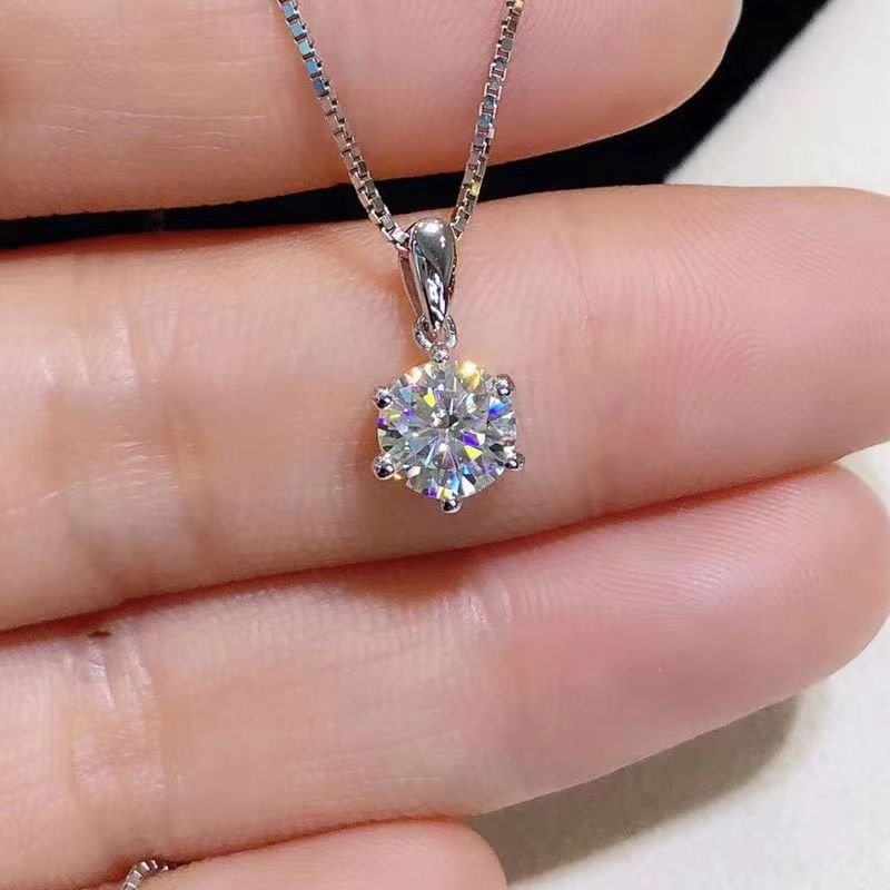 Moissanite Six-prong ring, necklace, and earrings jewelry set - Image 2
