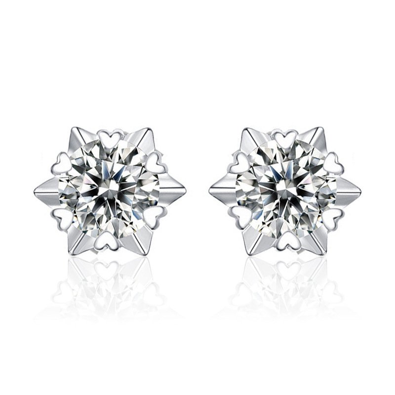 Geometric snowflake Moissanite Silver Plated necklace rings Earring Jewelry Set - Image 3