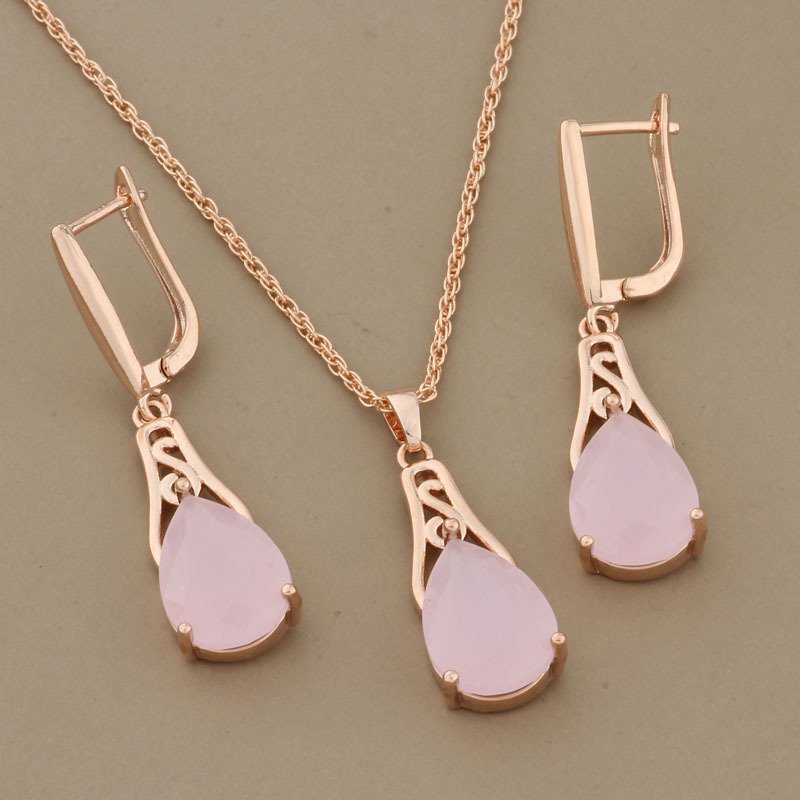 Zircon Teardrop Earring and Pendant - Image 2