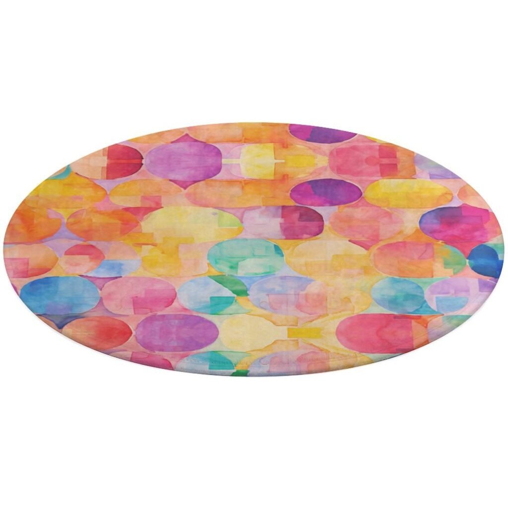 Designer Area Rug Circular Carpet multicolor