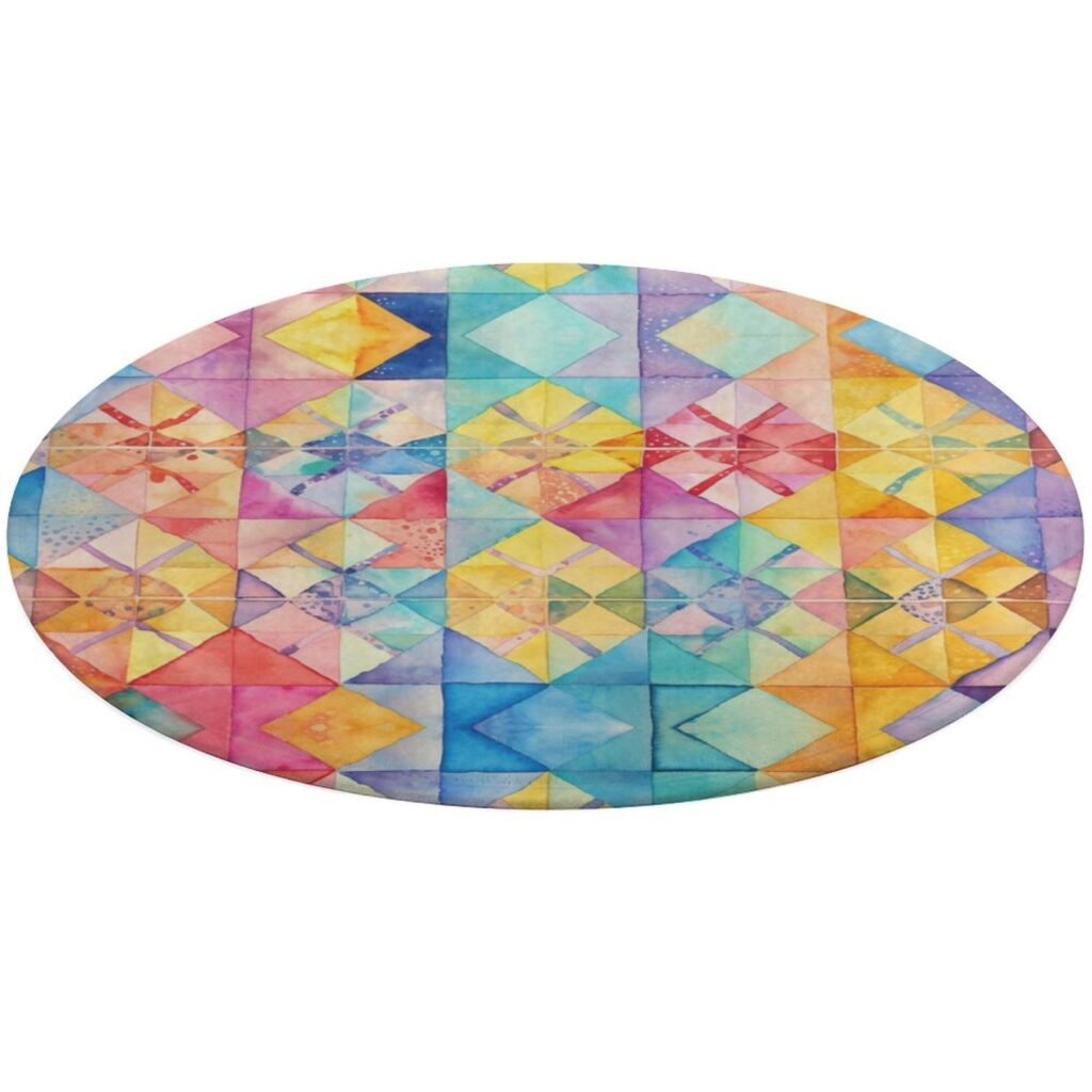Designer Area Rug Circular Carpet multicolor