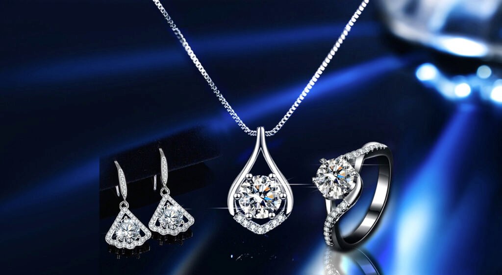 Sterling Silver lab diamond moissanite Jewelry Set