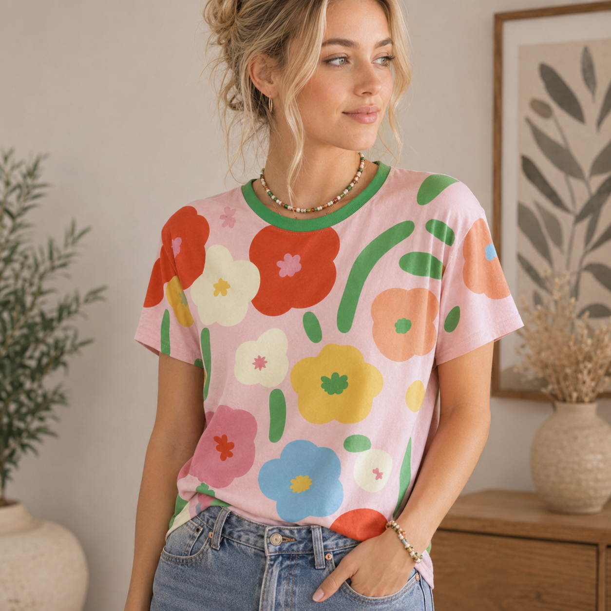 All Over Floral Tee multicolor in pure cotton