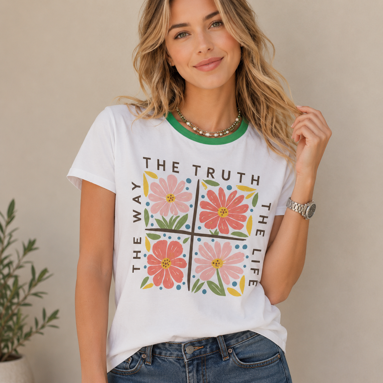 tshirt with quotations - The way truth life - in pure cotton