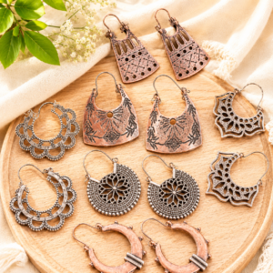 Ethnic Vintage Ethnic Creative Texture Geometric Hanging Earrings for Women Exquisite Vacation Earrings Jewelry