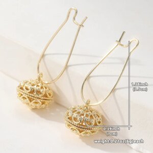 Ethnic Vintage Charm Handmade Hollowed Golden Ball Dangle Earrings for Women's Fashion Luxury Banquet Anniversary Jewelry Perfect Gifts