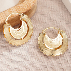 Women Hoop Earrings Wedding Party Daily Engagement Anniversary Luxury Gold Color Accessories Jewelry