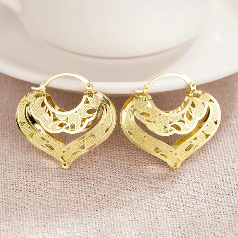 Huitan Hollow Out Women Hoop Earrings Wedding Party Daily Engagement Anniversary Trendy Luxury Gold Color Accessories Jewelry Huitan Hollow Out Women Hoop Earrings Wedding Party Daily Engagement Anniversary Trendy Luxury Gold Color Accessories Jewelry