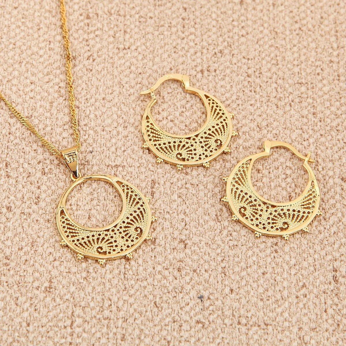 Ethnic design Jewelry Set Pendant necklace Chain Earring Jewelry - Image 5