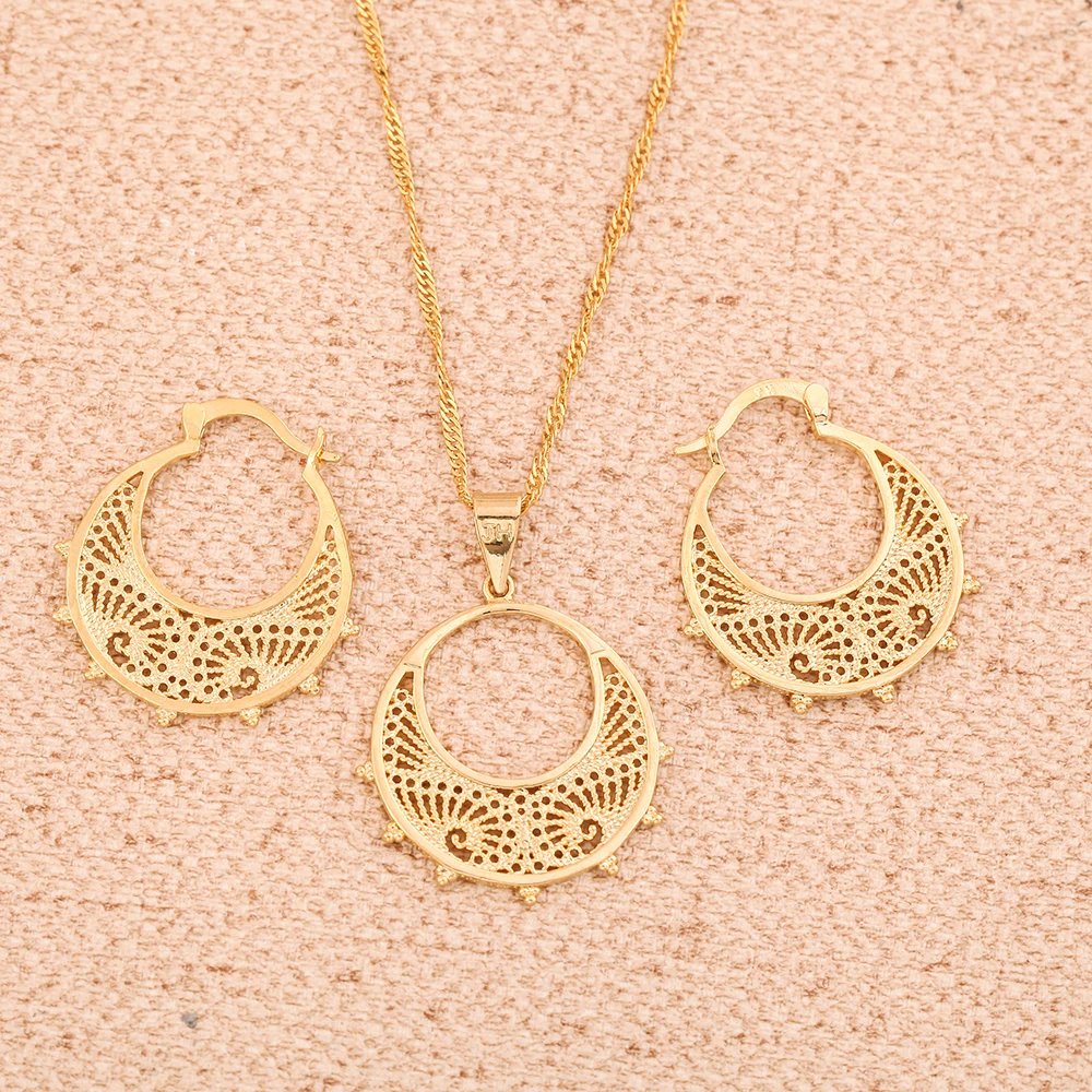 Ethnic design Jewelry Set Pendant necklace Chain Earring Jewelry - Image 3
