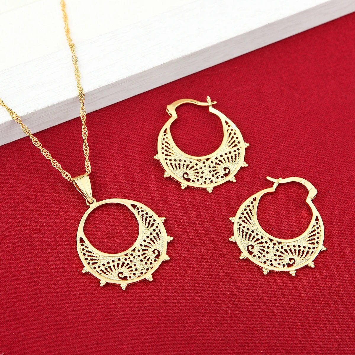 Ethnic design Jewelry Set Pendant necklace Chain Earring Jewelry - Image 7
