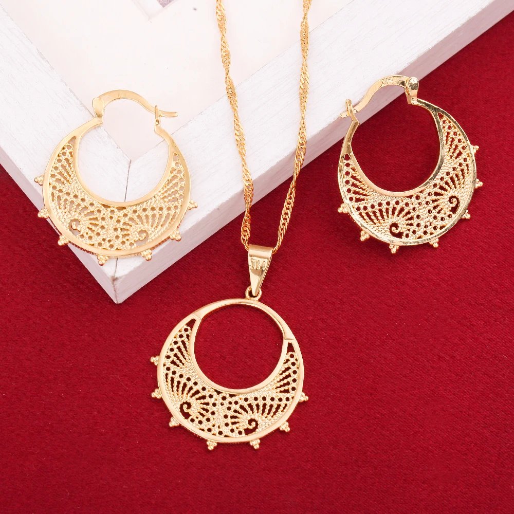 Ethnic design Jewelry Set Pendant necklace Chain Earring Jewelry - Image 4