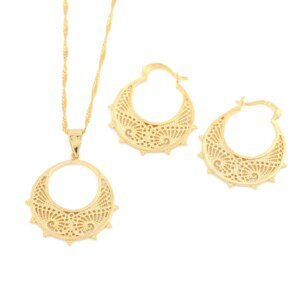 Ethnic design Jewelry Set Pendant necklace Chain Earring Jewelry