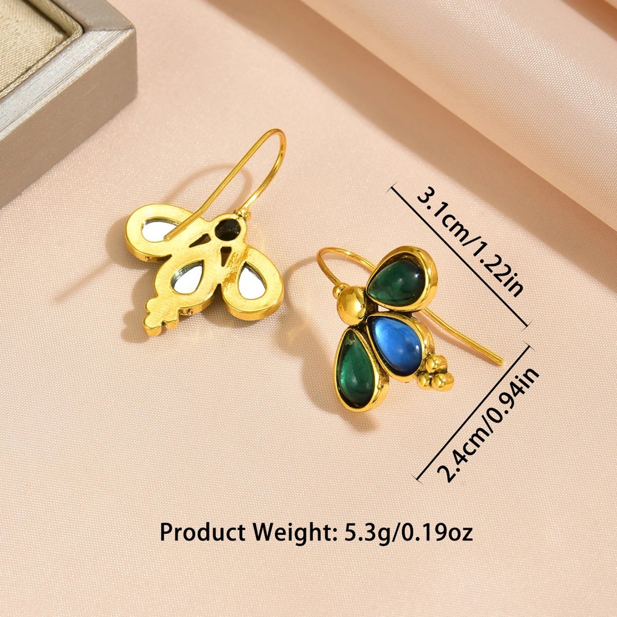 Charm Green Blue Stone Waterdrop Hook Earrings for Women Silver Color Dangle Earrings Wedding Jewelry