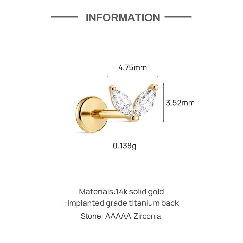 AIDE 14K Solid Gold Glossy Star/WaterDrop Pendant Piercing Earrings For Women Dainty Luxury Ear Bone Earring Anniversary Gifts