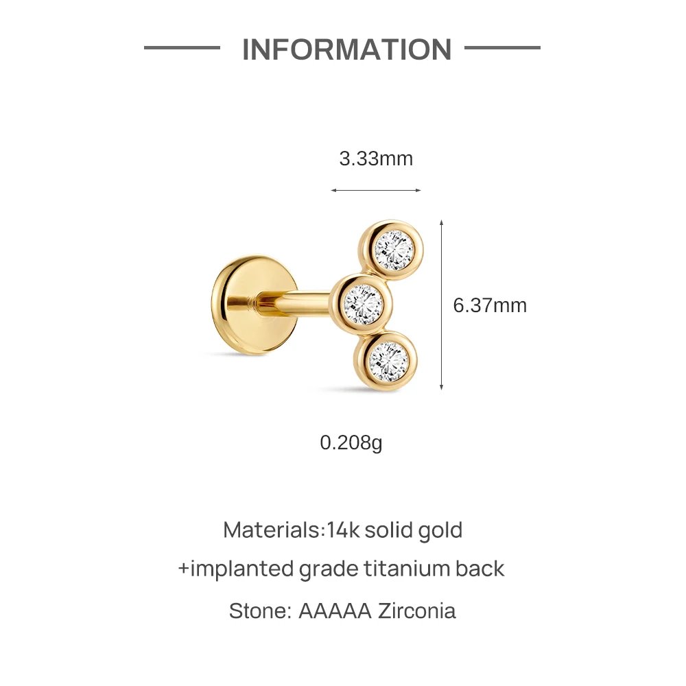 AIDE 14K Solid Gold Glossy Star/WaterDrop Pendant Piercing Earrings For Women Dainty Luxury Ear Bone Earring Anniversary Gifts