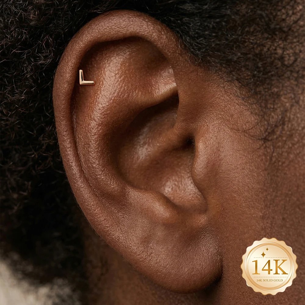 AIDE 14K Solid Gold Glossy Star/WaterDrop Pendant Piercing Earrings For Women Dainty Luxury Ear Bone Earring Anniversary Gifts