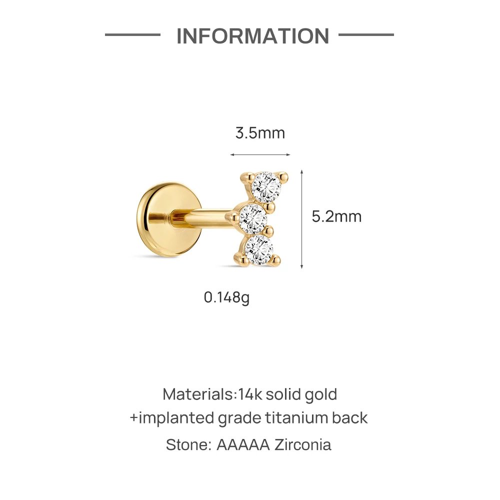 AIDE 14K Solid Gold Glossy Star/WaterDrop Pendant Piercing Earrings For Women Dainty Luxury Ear Bone Earring Anniversary Gifts