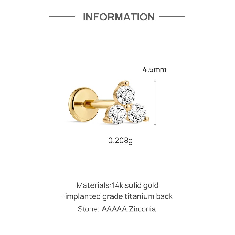AIDE 14K Solid Gold Glossy Star/WaterDrop Pendant Piercing Earrings For Women Dainty Luxury Ear Bone Earring Anniversary Gifts
