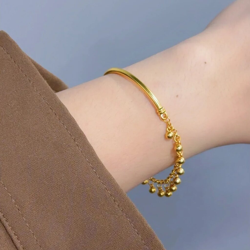 18 K Gold plated Bead Classical Bracelet for Women Solid Gold plated Resizable Bangles Bracelets Jewelry Luxury Gifts