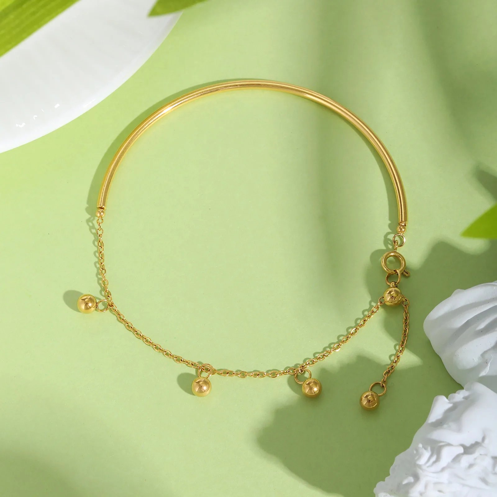 Minimalist Ball Semi-circle Bracelet for Women,Flat Cross Chain Stainless Steel Bracelets,Waterproof Jewelry Gift Minimalist Ball Semi-circle Bracelet for Women,Flat Cross Chain Stainless Steel Bracelets,Waterproof Jewelry Gift