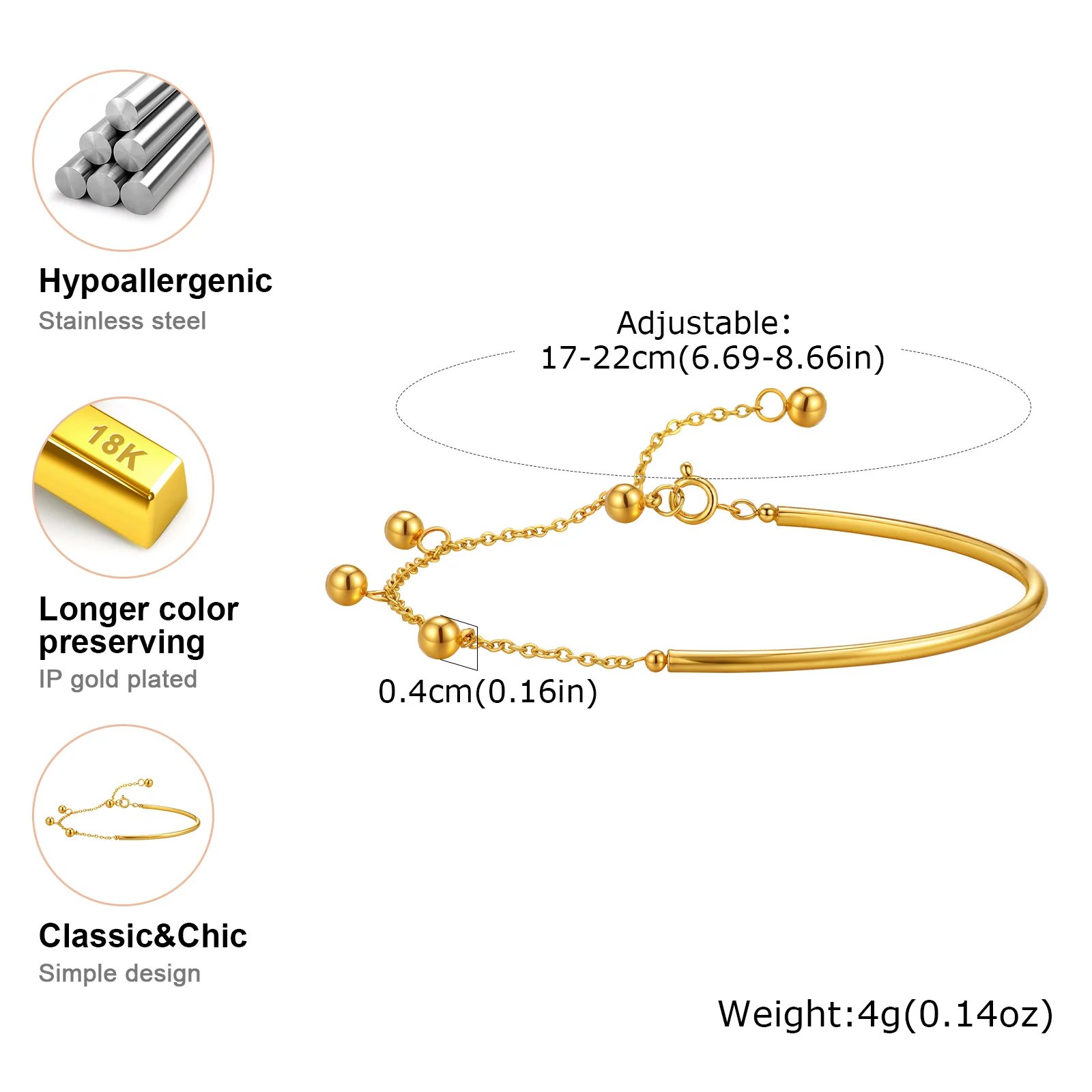 Minimalist Ball Semi-circle Bracelet for Women,Flat Cross Chain Stainless Steel Bracelets,Waterproof Jewelry Gift Minimalist Ball Semi-circle Bracelet for Women,Flat Cross Chain Stainless Steel Bracelets,Waterproof Jewelry Gift