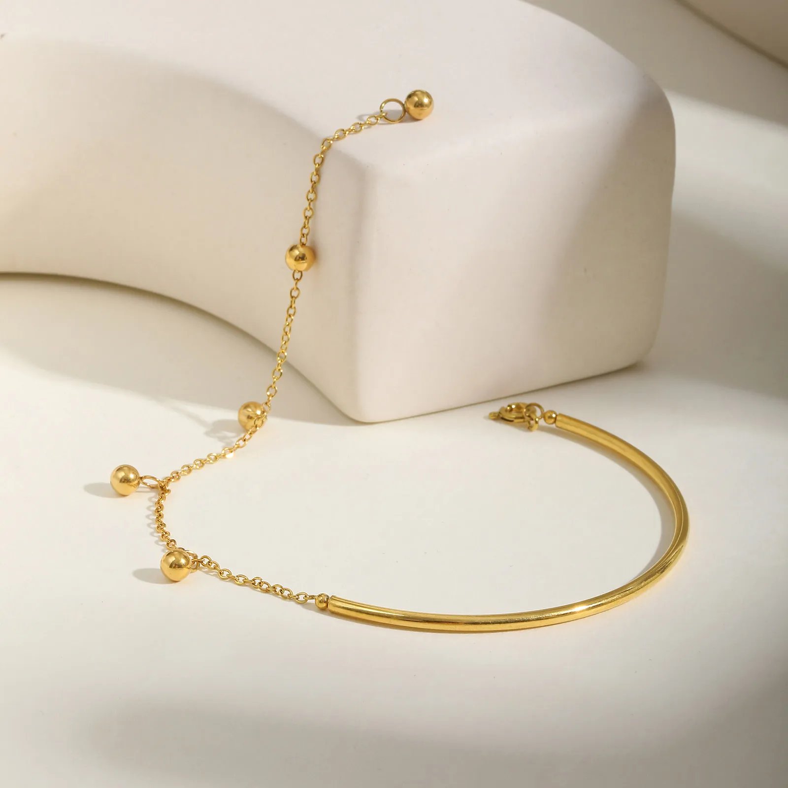 Minimalist Ball Semi-circle Bracelet for Women,Flat Bracelets,Water Resistant Jewelry Gift - Image 4