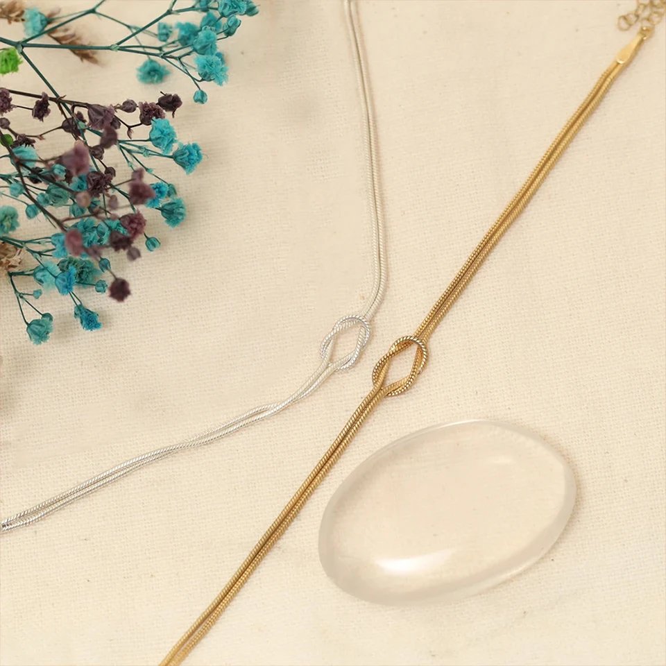 EManco Fashion High Quality Stainless Steel Gold Plated Couple Bracelets Classic Round Snake Chain Knotted Simple Accessories