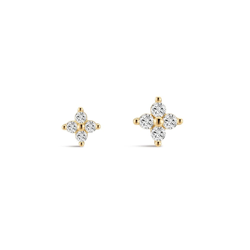 Aide 14K Solid Gold Dainty Four Leaf Clover CZ Piercing Stud Earring Screw Back Jewelry Lucky Valentine Anniversary Gift for Her Aide 14K Solid Gold Dainty Four Leaf Clover CZ Piercing Stud Earring Screw Back Jewelry Lucky Valentine Anniversary Gift for Her