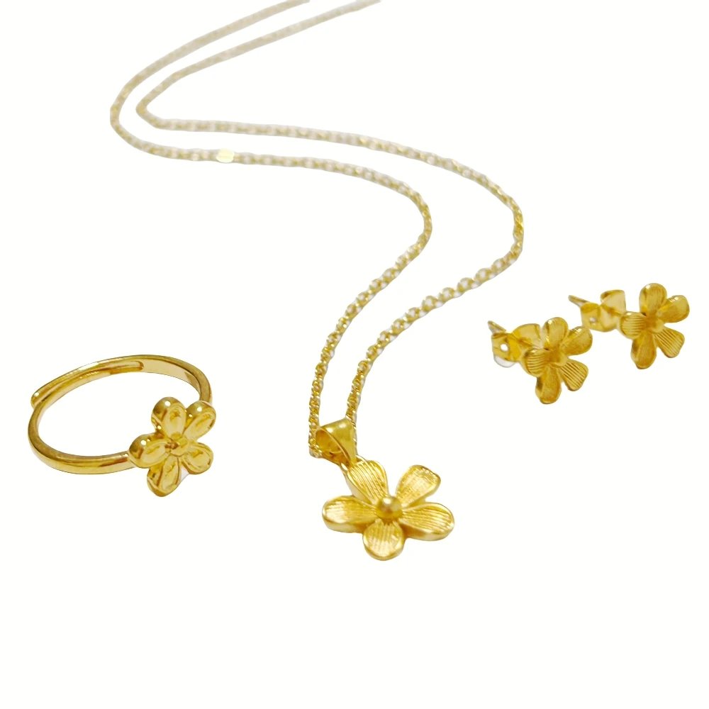 Exquisite Gold layered Jewelry Set Flower Pendant Necklace Earrings Ring Set Wedding Bridal Accessories - Image 6