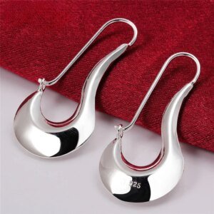 Fine 925 Sterling Silver Drop Earrings Charm for Women Jewelry Fashion Wedding Engagement Party Hoop Gift