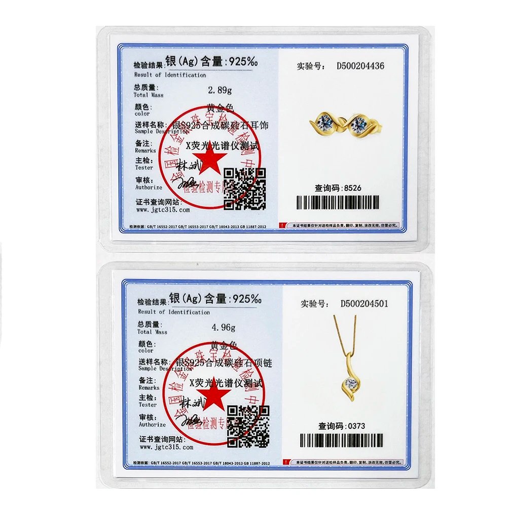 Gold Plated Silver 925 Real Moissanite Jewelry Set for Women 2.0ctw D Color Lab Diamond Stud Earrings Pendant Necklace Sets Gift - Image 5