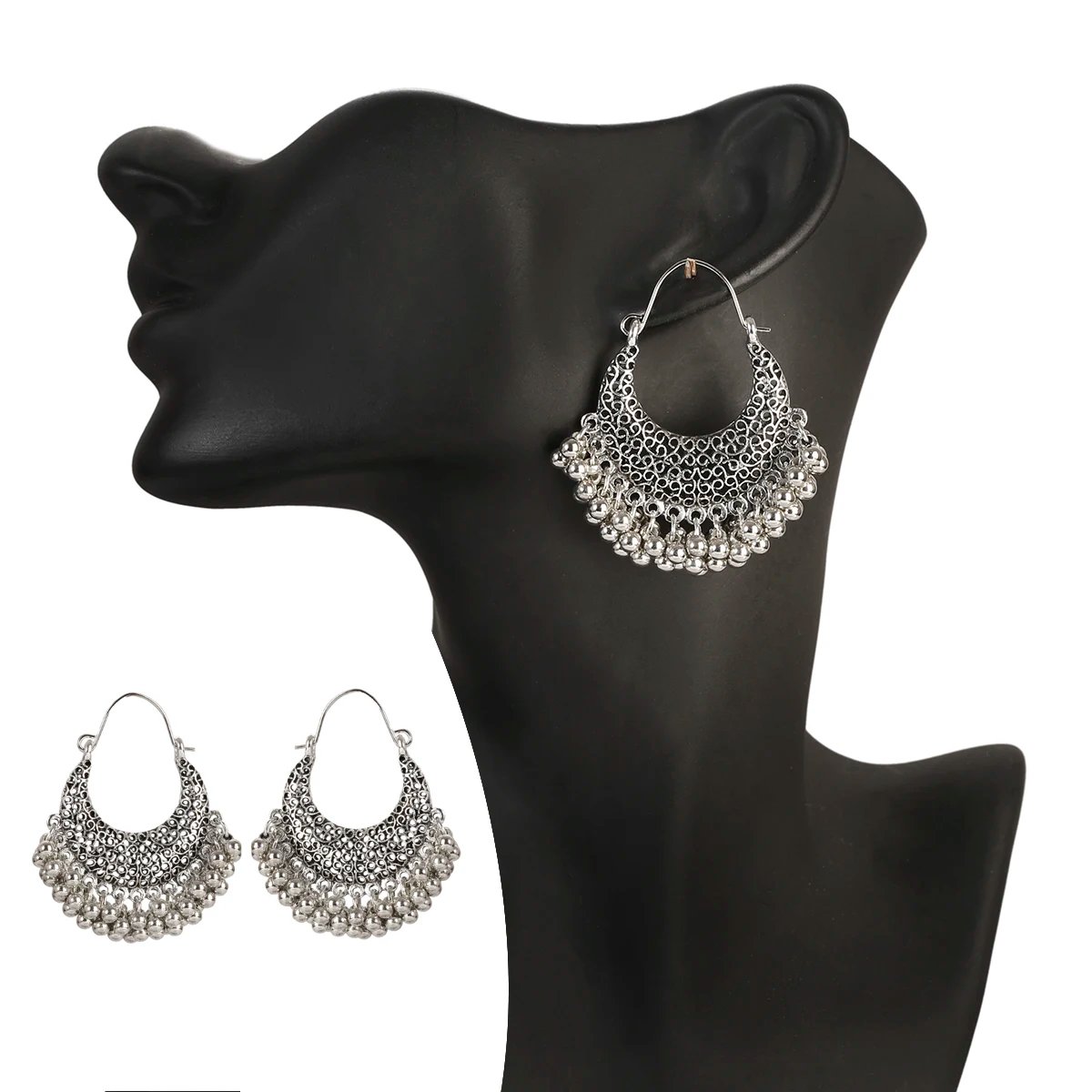 Ethnic Women's Palace Gold Geometric Turkish Jhumka Earrings Pendientes Indian Jewelry Tassel Dangling Earrings