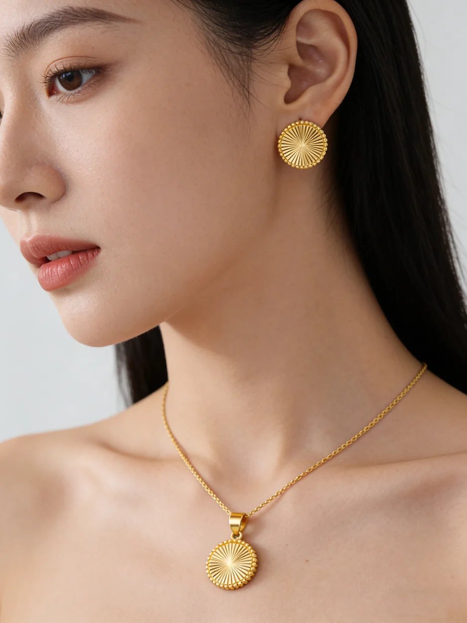 Ethnic simple Jewelry Set Necklace Earrings Set For Women Fashion Fine Chain Party Jewelry Gift - Image 2