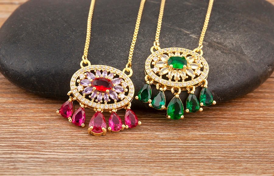 Nidin New Trendy Flower Shape Zircon Pendant Necklace For Women Light Luxury Clavicle Chain Jewelry Accessories Wedding Gifts Nidin New Trendy Flower Shape Zircon Pendant Necklace For Women Light Luxury Clavicle Chain Jewelry Accessories Wedding Gifts