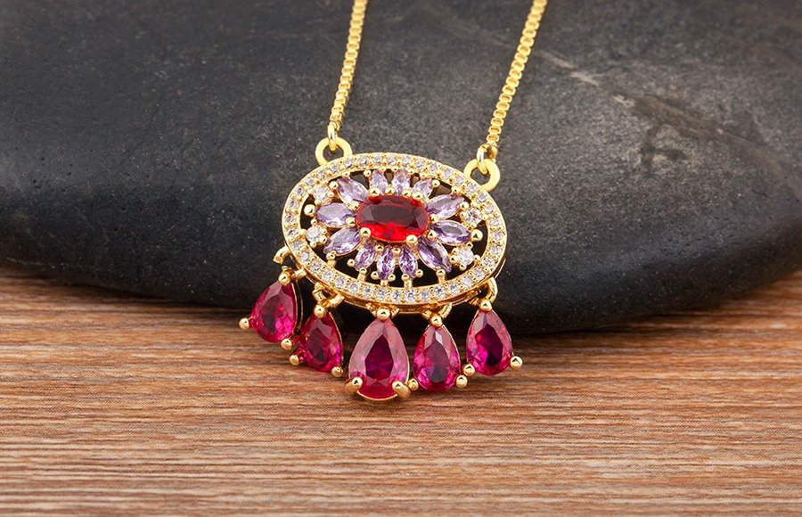 Nidin New Trendy Flower Shape Zircon Pendant Necklace For Women Light Luxury Clavicle Chain Jewelry Accessories Wedding Gifts Nidin New Trendy Flower Shape Zircon Pendant Necklace For Women Light Luxury Clavicle Chain Jewelry Accessories Wedding Gifts