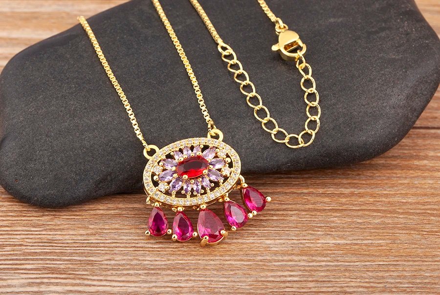 Nidin New Trendy Flower Shape Zircon Pendant Necklace For Women Light Luxury Clavicle Chain Jewelry Accessories Wedding Gifts Nidin New Trendy Flower Shape Zircon Pendant Necklace For Women Light Luxury Clavicle Chain Jewelry Accessories Wedding Gifts