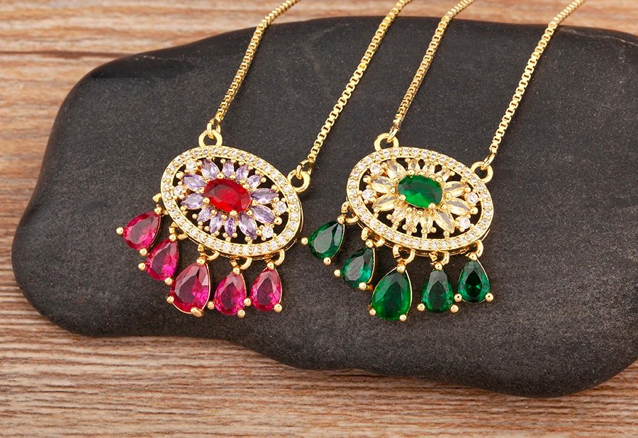 Nidin New Trendy Flower Shape Zircon Pendant Necklace For Women Light Luxury Clavicle Chain Jewelry Accessories Wedding Gifts Nidin New Trendy Flower Shape Zircon Pendant Necklace For Women Light Luxury Clavicle Chain Jewelry Accessories Wedding Gifts