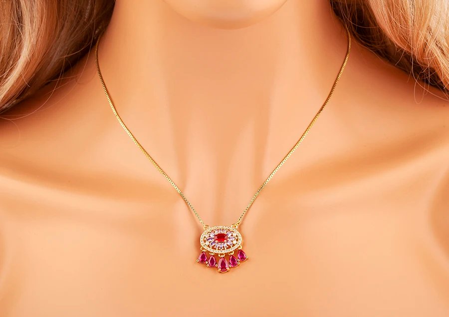 Nidin New Trendy Flower Shape Zircon Pendant Necklace For Women Light Luxury Clavicle Chain Jewelry Accessories Wedding Gifts Nidin New Trendy Flower Shape Zircon Pendant Necklace For Women Light Luxury Clavicle Chain Jewelry Accessories Wedding Gifts