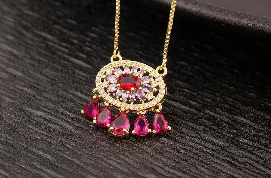 Nidin New Trendy Flower Shape Zircon Pendant Necklace For Women Light Luxury Clavicle Chain Jewelry Accessories Wedding Gifts Nidin New Trendy Flower Shape Zircon Pendant Necklace For Women Light Luxury Clavicle Chain Jewelry Accessories Wedding Gifts