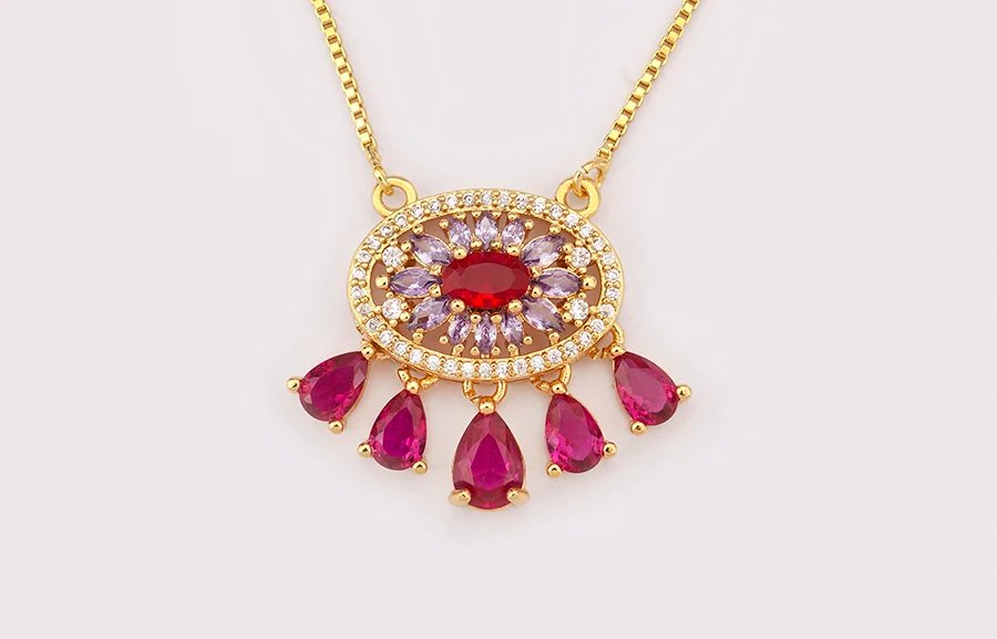 Nidin New Trendy Flower Shape Zircon Pendant Necklace For Women Light Luxury Clavicle Chain Jewelry Accessories Wedding Gifts Nidin New Trendy Flower Shape Zircon Pendant Necklace For Women Light Luxury Clavicle Chain Jewelry Accessories Wedding Gifts