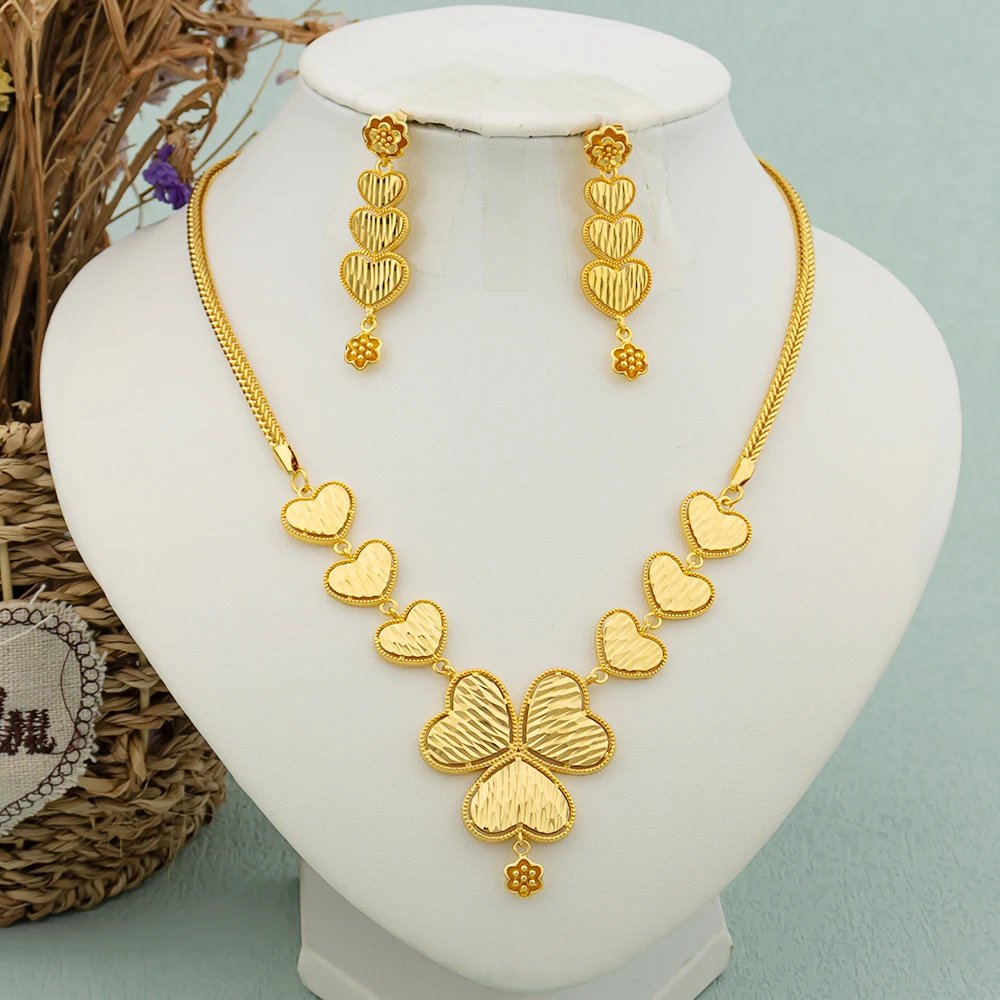 Round Jewelry Set Design for Women African Hot Sale Copper Hoop Earrings Flower Necklace Gold Plated Pendant Party Wedding Gifts Round Jewelry Set Design for Women African Hot Sale Copper Hoop Earrings Flower Necklace Gold Plated Pendant Party Wedding Gifts