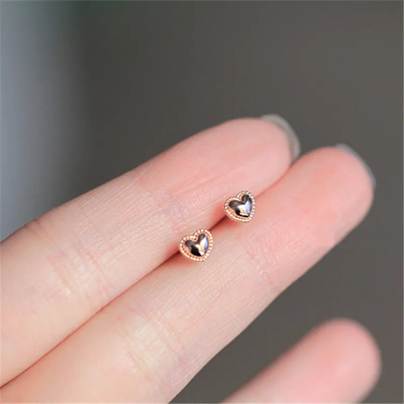925 Sterling Silver 14k Gold Plated Stud Earrings Cute Cake Side Heart Earrings Simple Student Korean Jewelry Wholesale 925 Sterling Silver 14k Gold Plated Stud Earrings Cute Cake Side Heart Earrings Simple Student Korean Jewelry Wholesale