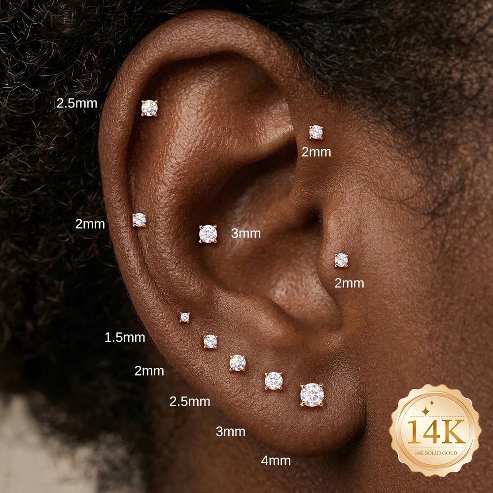 CANNER 1PC 14K Solid Gold Titanium Piercing Classic Smooth Ear Bone For Women Men Hypoallergenic Stud Earring Jewelry Party Gift CANNER 1PC 14K Solid Gold Titanium Piercing Classic Smooth Ear Bone For Women Men Hypoallergenic Stud Earring Jewelry Party Gift