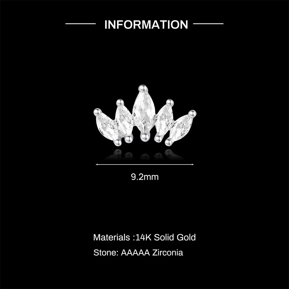 AIDE 14K Solid Gold Geometric Star/Flower Piercing Earrings For Women Dainty Luxury Flat Back Earrings Party Daily Wear Gifts