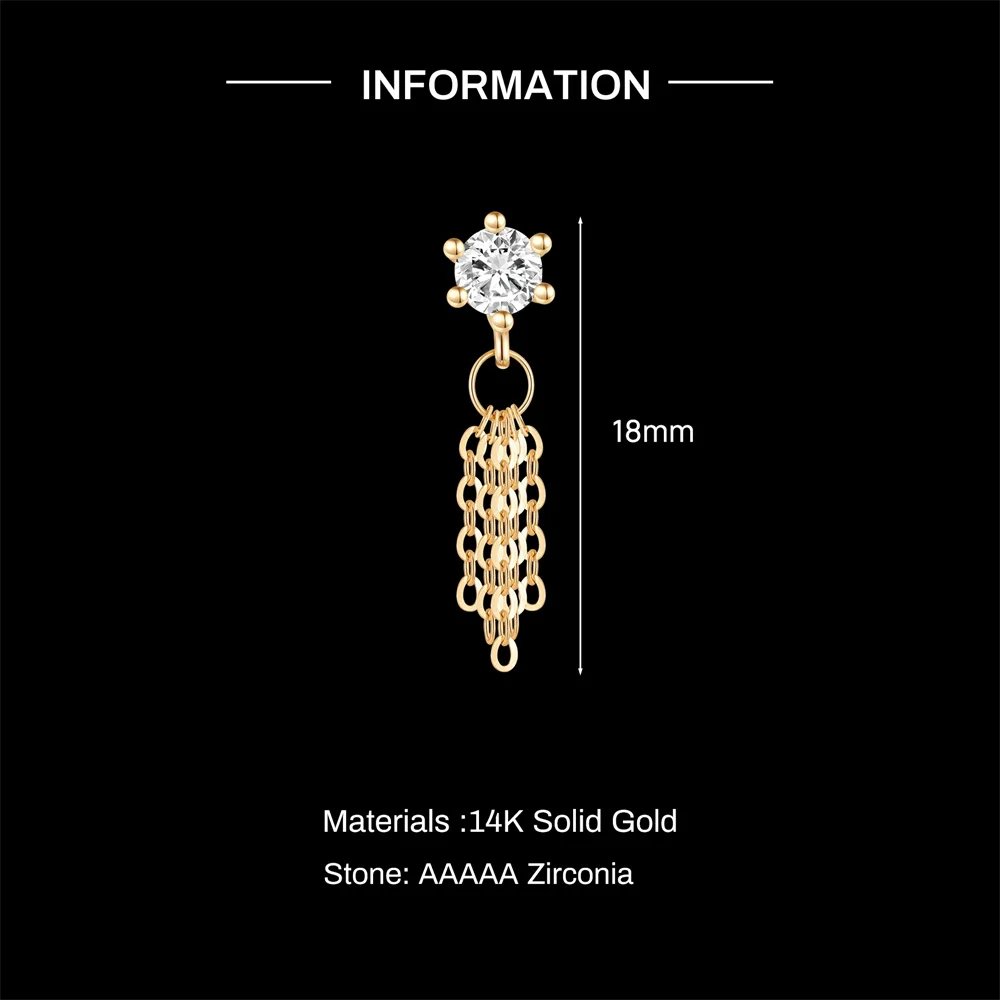 AIDE 14K Solid Gold Geometric Star/Flower Piercing Earrings For Women Dainty Luxury Flat Back Earrings Party Daily Wear Gifts